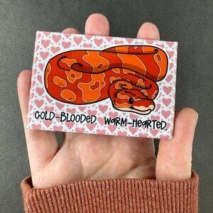 Ball Python Snake Valentine's Day Pet Portrait Art Decor Gift Handmade 2x3